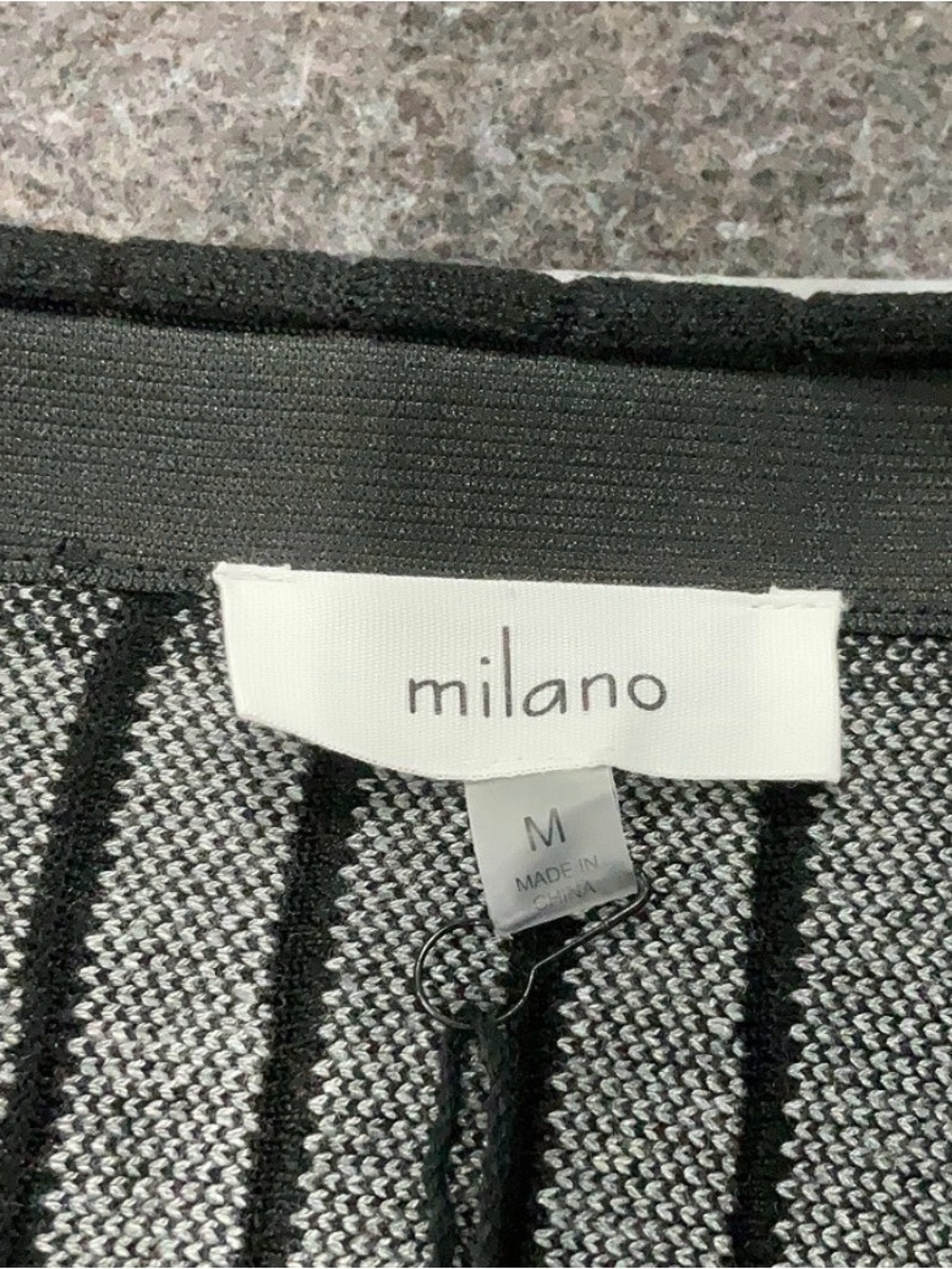 Milano Grey Midi Skirt with Black Vertical Stripes NWT - Picture 2 of 5